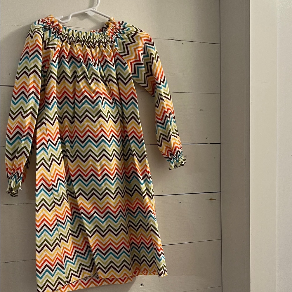 Mine Zigzag Patterned Kids Casual Dress - Multicolor